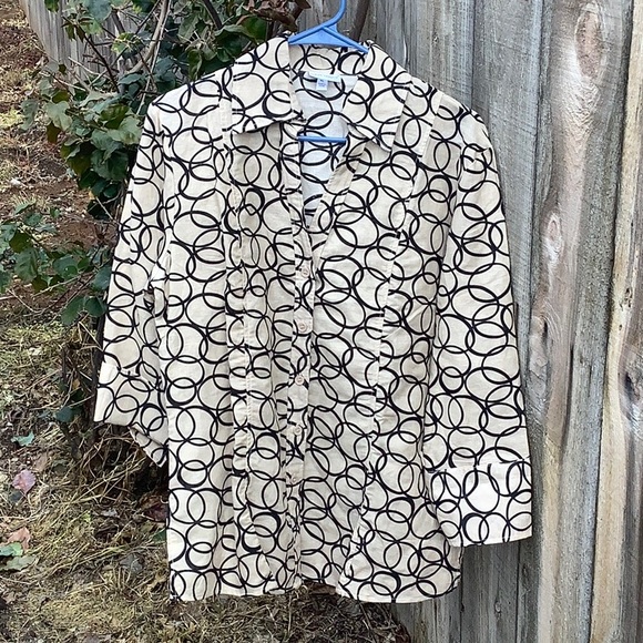 Harve Bernard Womens 3/4” Sleeve Button Front Shirt Sz XL - Picture 2 of 5